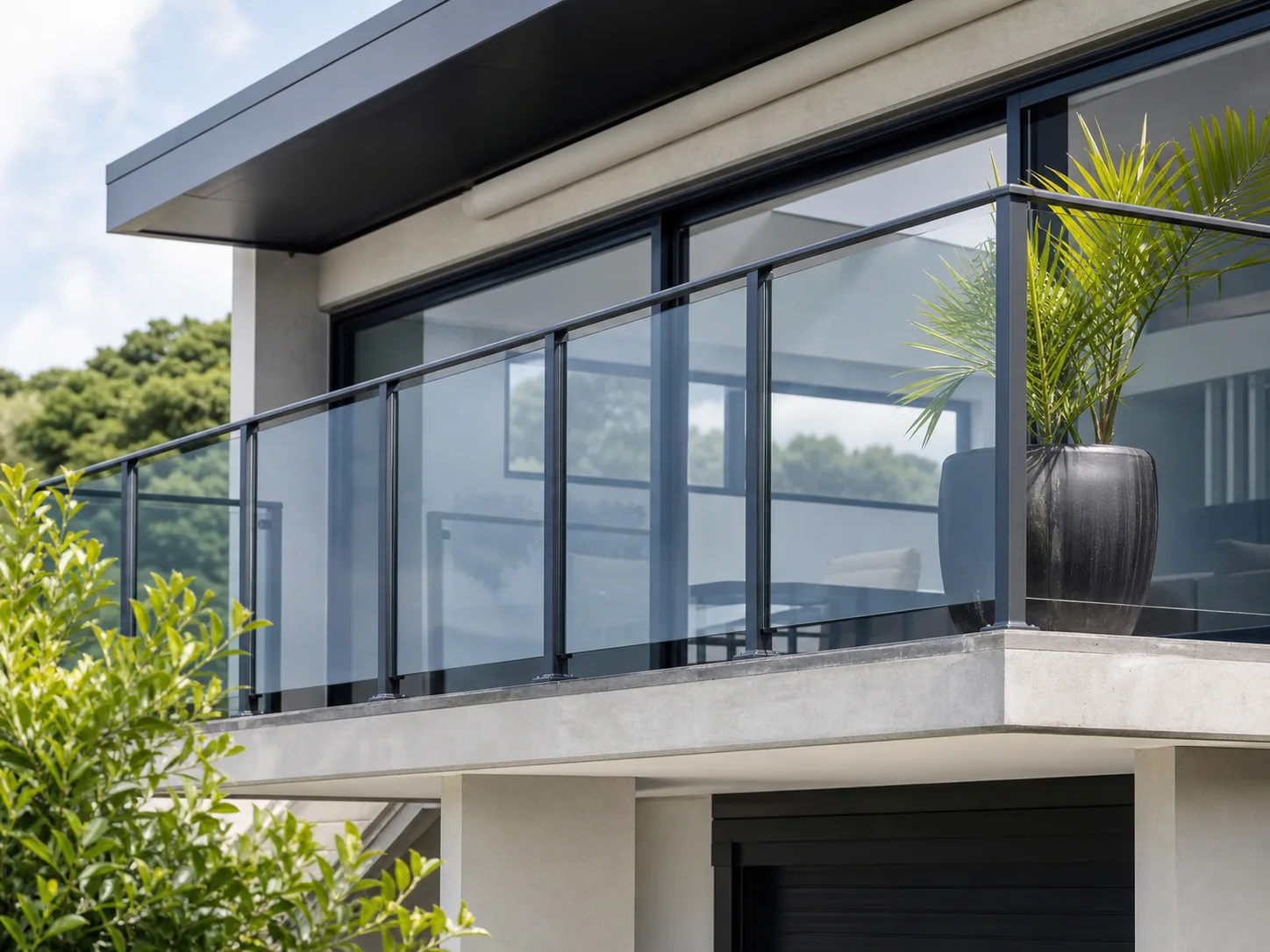 Modern aluminium and glass balcony balustrade