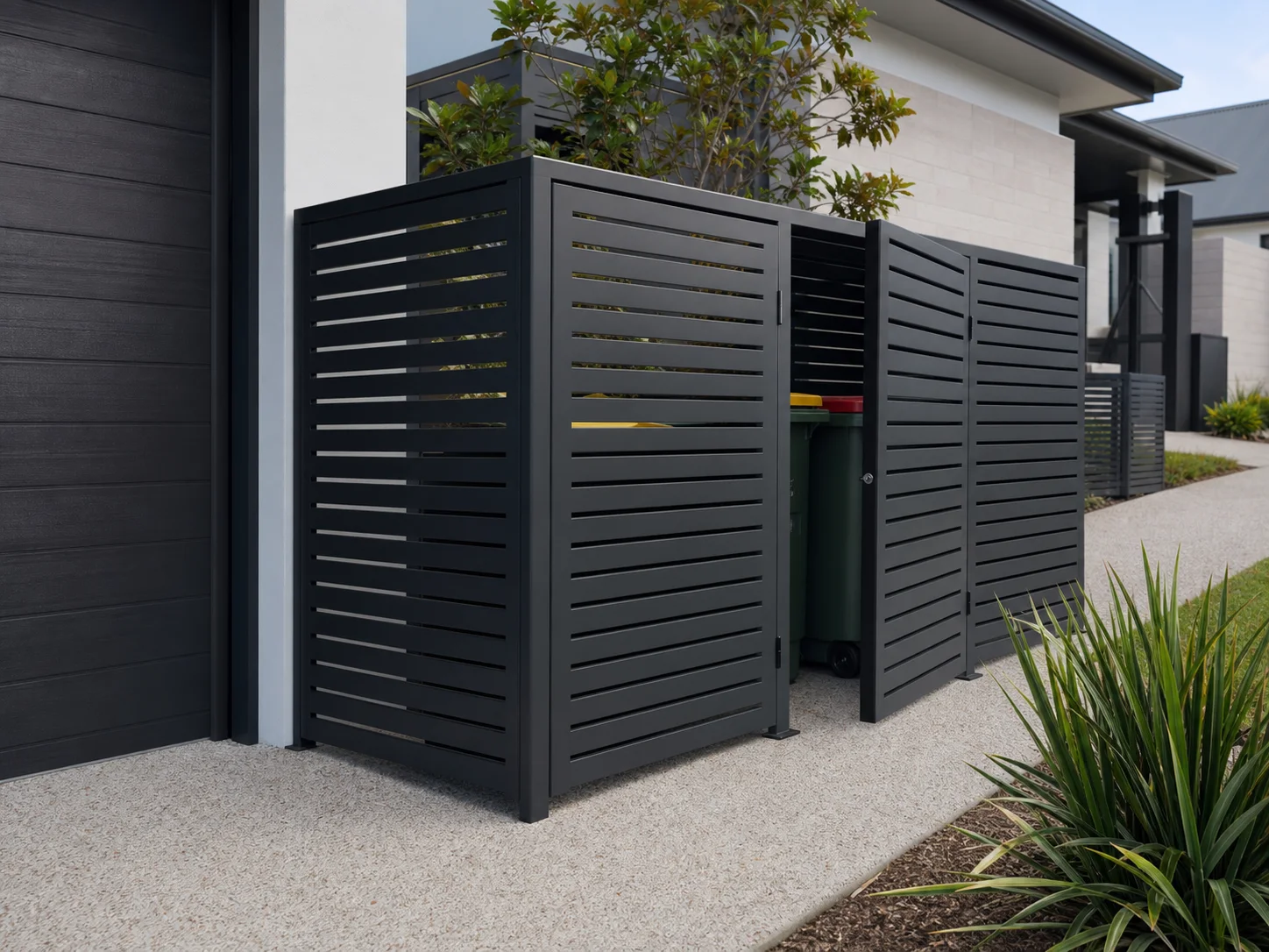 Custom aluminium slat bin enclosure