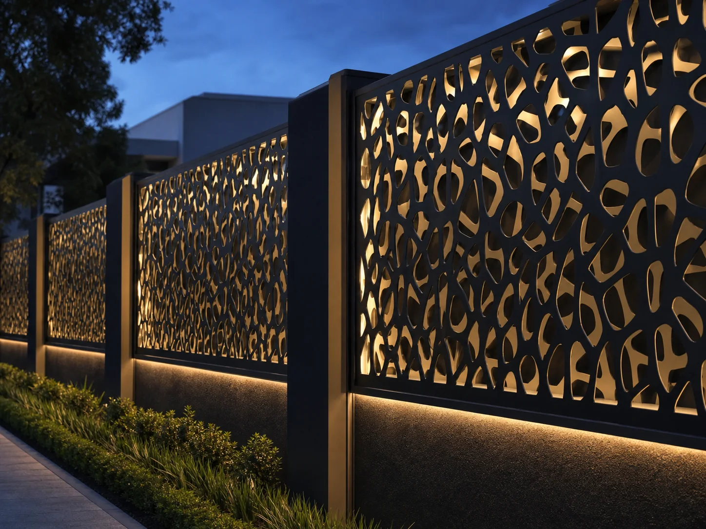 Backlit custom-cut aluminium architectural panels